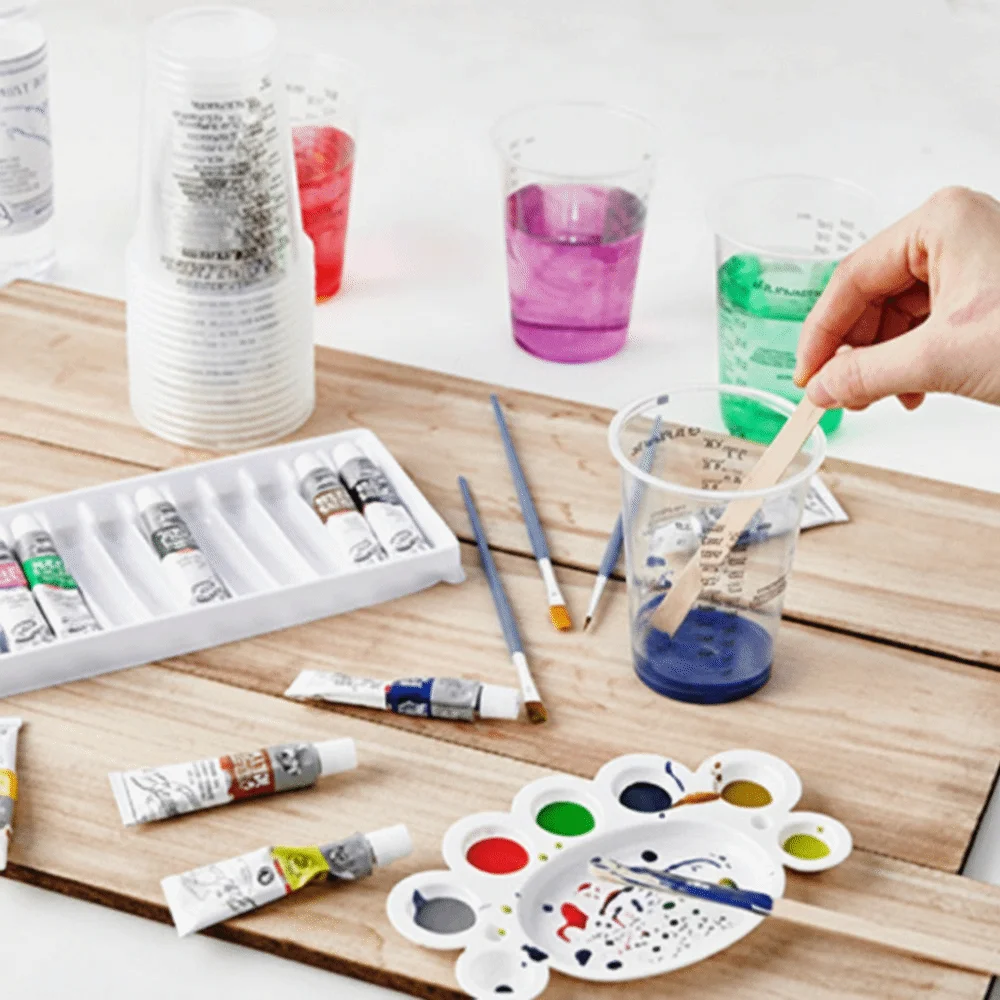 Disposable Disposable Measuring Cups Plastic With Stirring Sticks Epoxy Resin Mixing Cups Plastic Mixing Cups Mixing Pigments