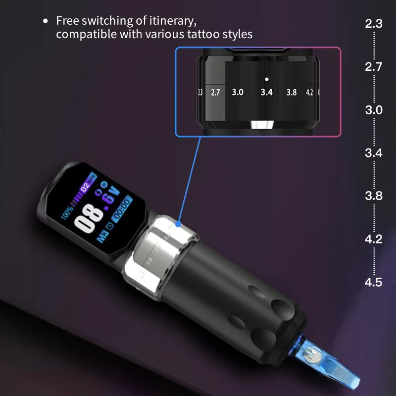 POPEIRONS adjustable stroke wireless tattoo battery pen Pro P Brave FM large color screen cutting line fogging