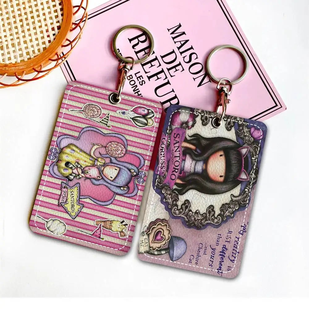 Cute Gorjusses Cartoon S-Santoro PU Soft Leather Rectangular Key Card Holder Induction Elevator Protection Cover Youth Faion