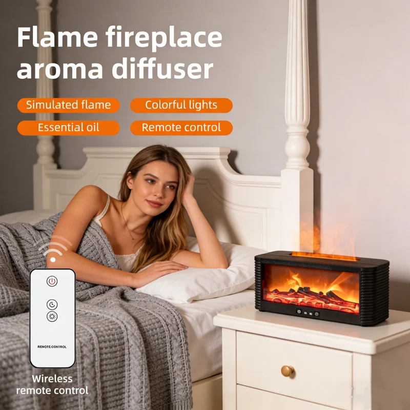 

Аромадиффузор для дома и спальни 250 мл с эффектом пламени, цветной подсветкой и функцией автоматического отключения по таймеру