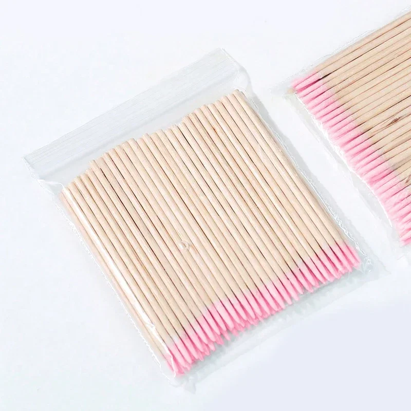 500-100 PC เล็บไม้ผ้าฝ้าย Swab ทําความสะอาด Sticks Bud เคล็ดลับแต่งหน้าขนตาเล็บรายละเอียด Corrector เล็บ Remover เครื่องมือศิลปะ