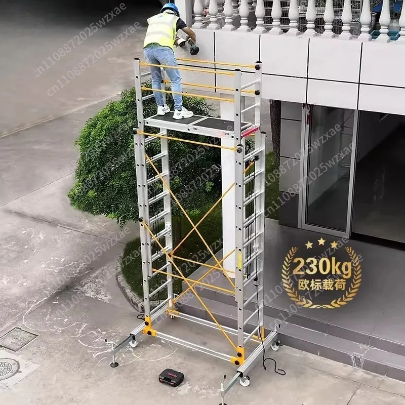 Aluminum Alloy Scaffolding Movable Telescopic Scaffolding   Folding Engineering Ladder Platform and Pedal Accessories