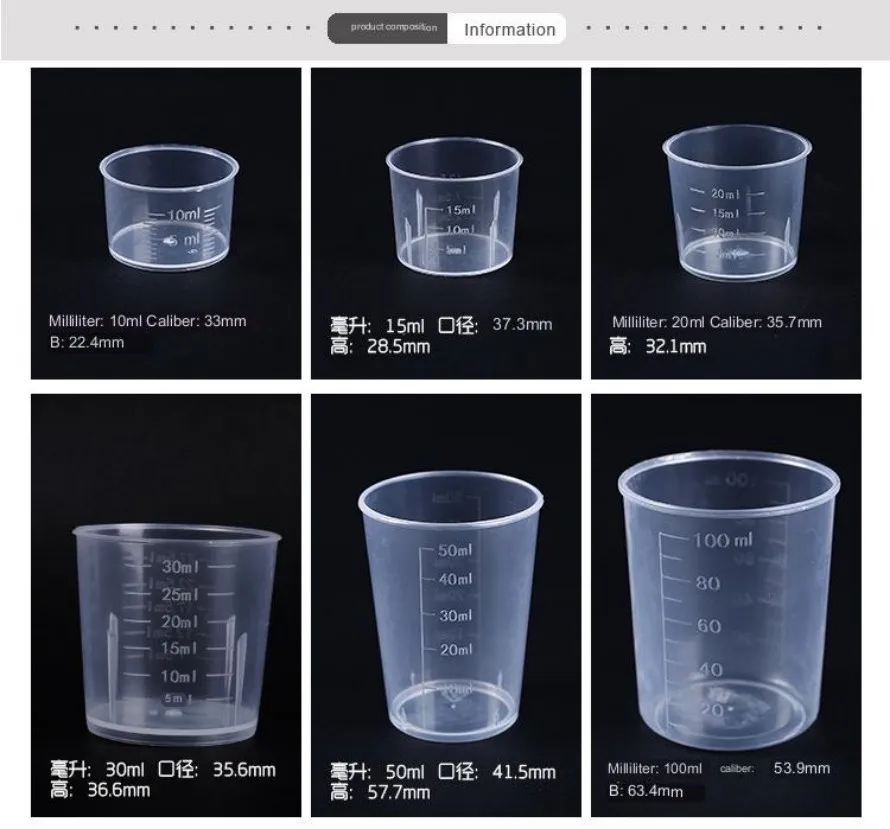 Scale beaker 50ml plastic measuring cup PP material medical laboratory beaker anti-fall and high temperature resistance