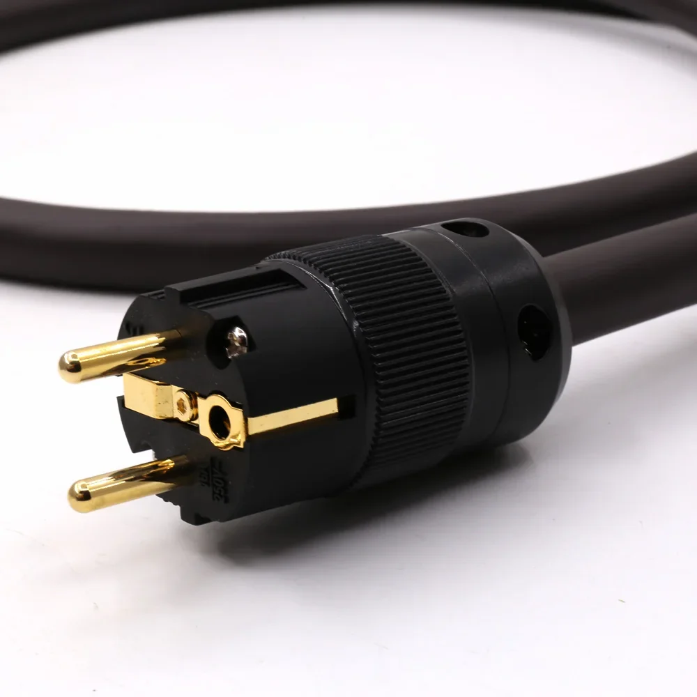 Viborg VP1606 HiFi OFC RISR 6MM square AC Power cord Cable With Gold Plated EU Power plug for amp cd