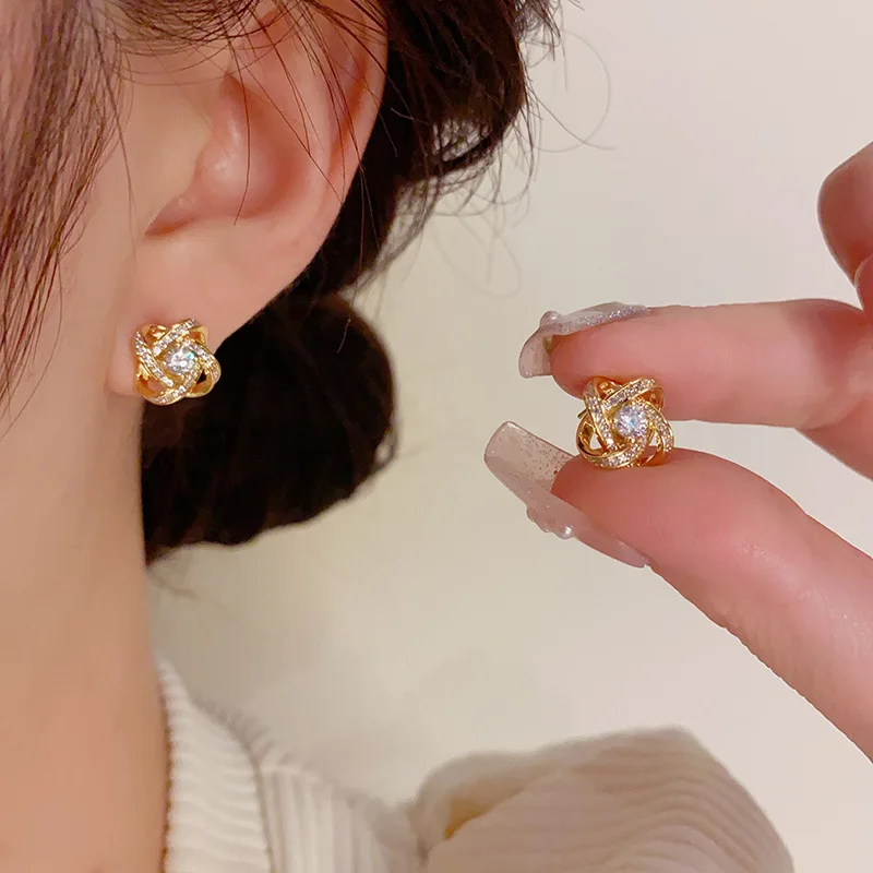 DREJEW الكورية موضة الصليب الجوف وأقراط التألق مطعمة حجر الراين القرط للنساء 2025 هدايا مجوهرات الزفاف الأنيقة #2