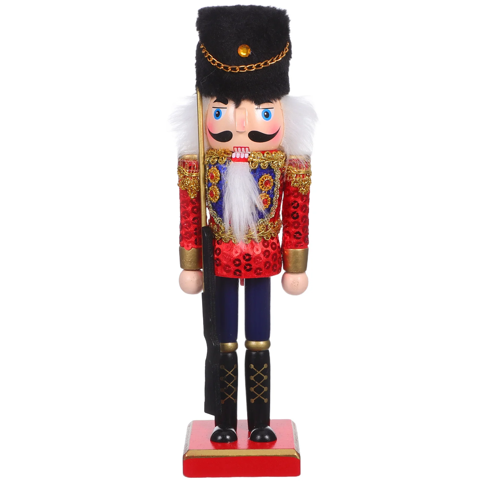 

25Cm Wooden Nutcracker Soldier Christmas Decoration Desktop Tree Ornament Xmas Puppet Small Soldier Statue Fireplace Decor