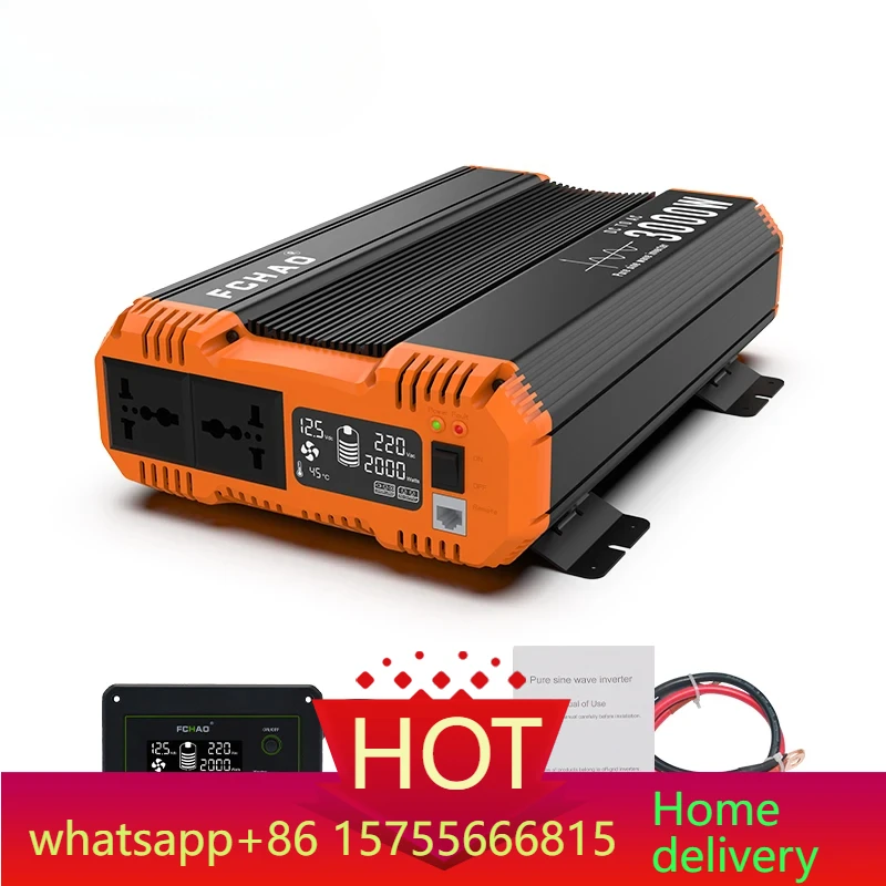 FCHAO Pure Sine Wave Inverter 12V 24V 48V To 220V 230V LCD Display Auto Accessories Power Converter For Home Camping  And RV