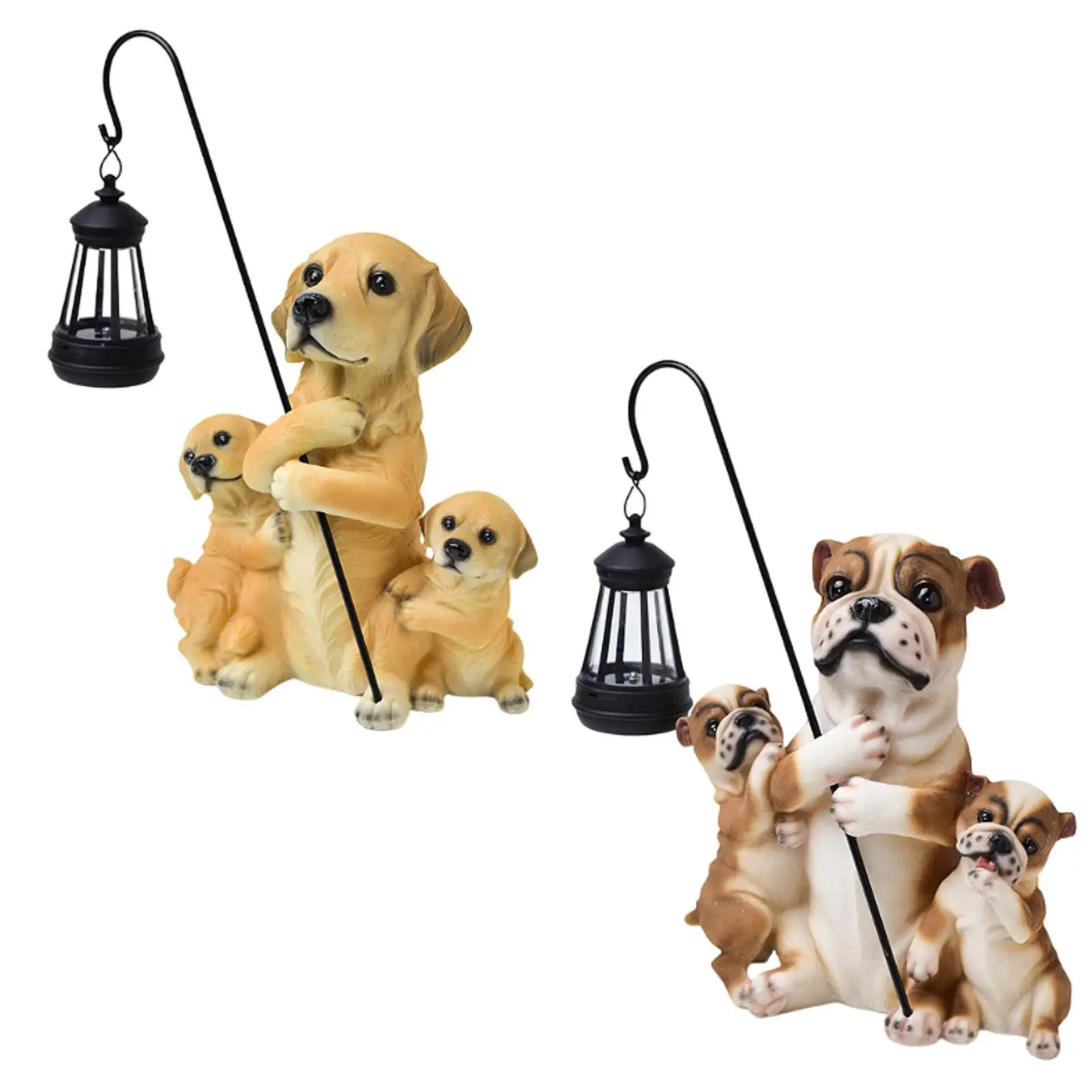 Garden Solar Statue Night Light Resin Puppy Sculpture Dog Figurine Lantern for Mom Grandma Porch Housewarming Pathway Farmhouse