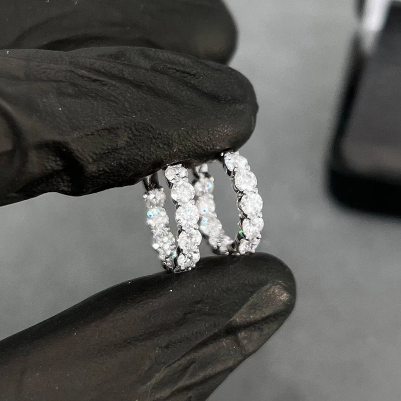 Rrjzz Funkelnde 3,8 mm Moissanit-Creolen in D-Farbe für Damen, 5,72 Karat VVS1, im Labor hergestellte Diamantohrringe, GRA-Schmuck, Geschenk – Detail 14