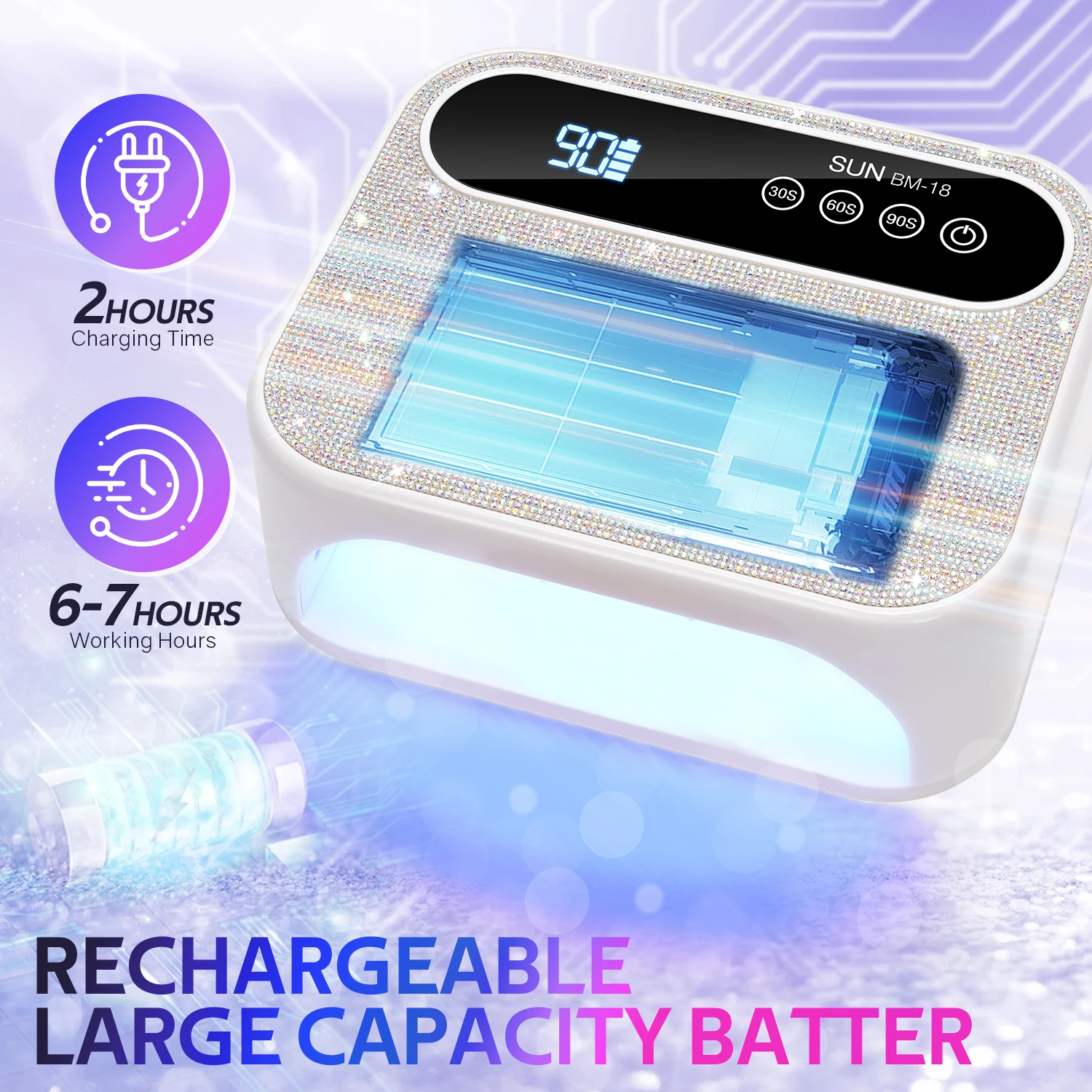 42 المصابيح قابلة للشحن مسمار مصباح المهنية الأشعة فوق البنفسجية LED مصباح مع الماس 168 واط هلام البولندية تجفيف مصباح للأظافر أدوات مانيكير #5