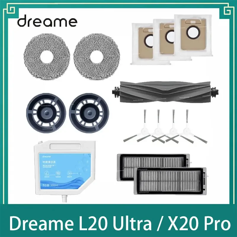 Dreame Bot L20 Ultra/X20 Pro Accessories Main Side Brush Hepa Filter Mop Dust Bag Robot Vacuum Cleaner Replacement Parts