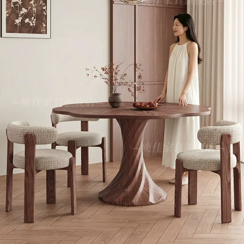 Wood Study Dining Table Round Mobile Restaurant Modern Living Room Luxury Writing Dining Table Designer Muebles Home Furniture