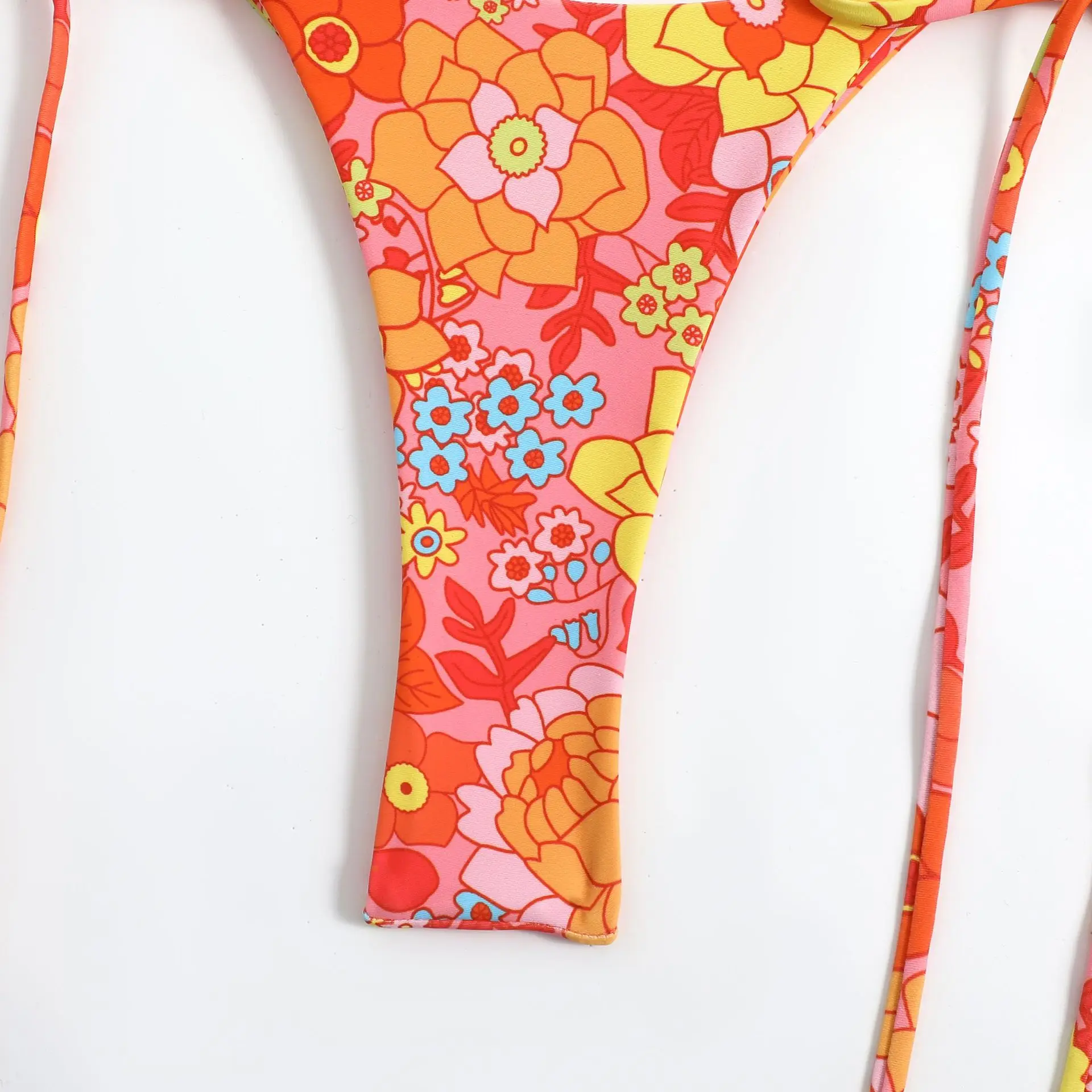 Sexy Flower Print Bikini 3 Women Swimsuit Female Swimwear Thong Bikinis Set Brazilian Halter Beach Wear  Bathing Suit