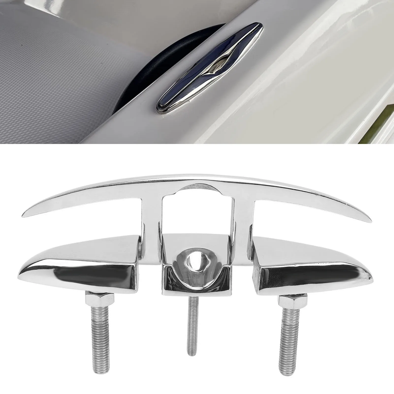 

6in Pull Up Boat Folding Cleat 316 Stainless Steel Marine Cleat Flip Up Dock Cleat For RV Yacht Cargo Ship Speedboat