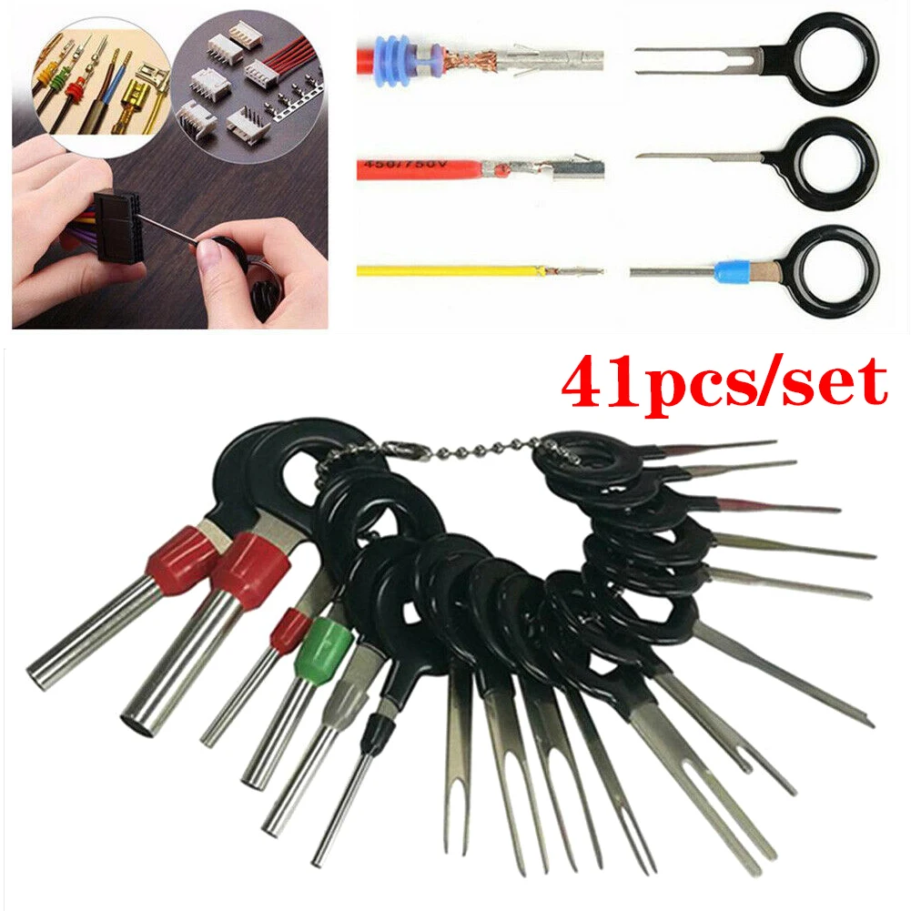 41PCS Auto Stylus Wire Terminal Removal Tool Car Electrical Wiring Crimp Connector Pin Kit Wires Pin Extractor Repair Tool