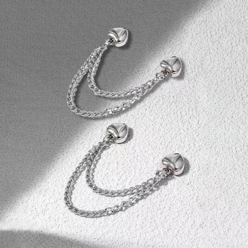 2개 체인 금속 버튼 클립 옷 스카프 바지 다리 커프스 고정 자석 핀 ﻿