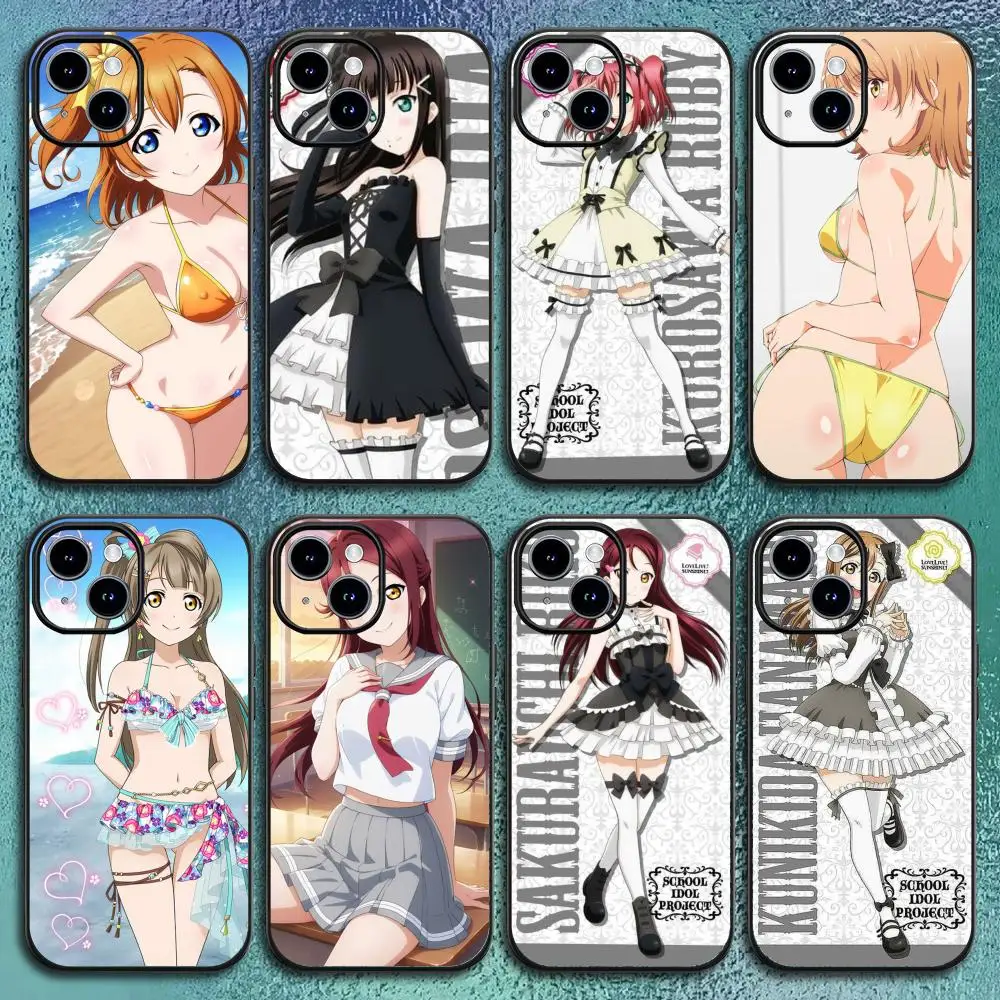 

Phone Case For IPhone 17 16 15 14 13 12 11 Pro Max Plus Mini Black Frosted Soft Shell Funda L-Love Live School Idol Anime