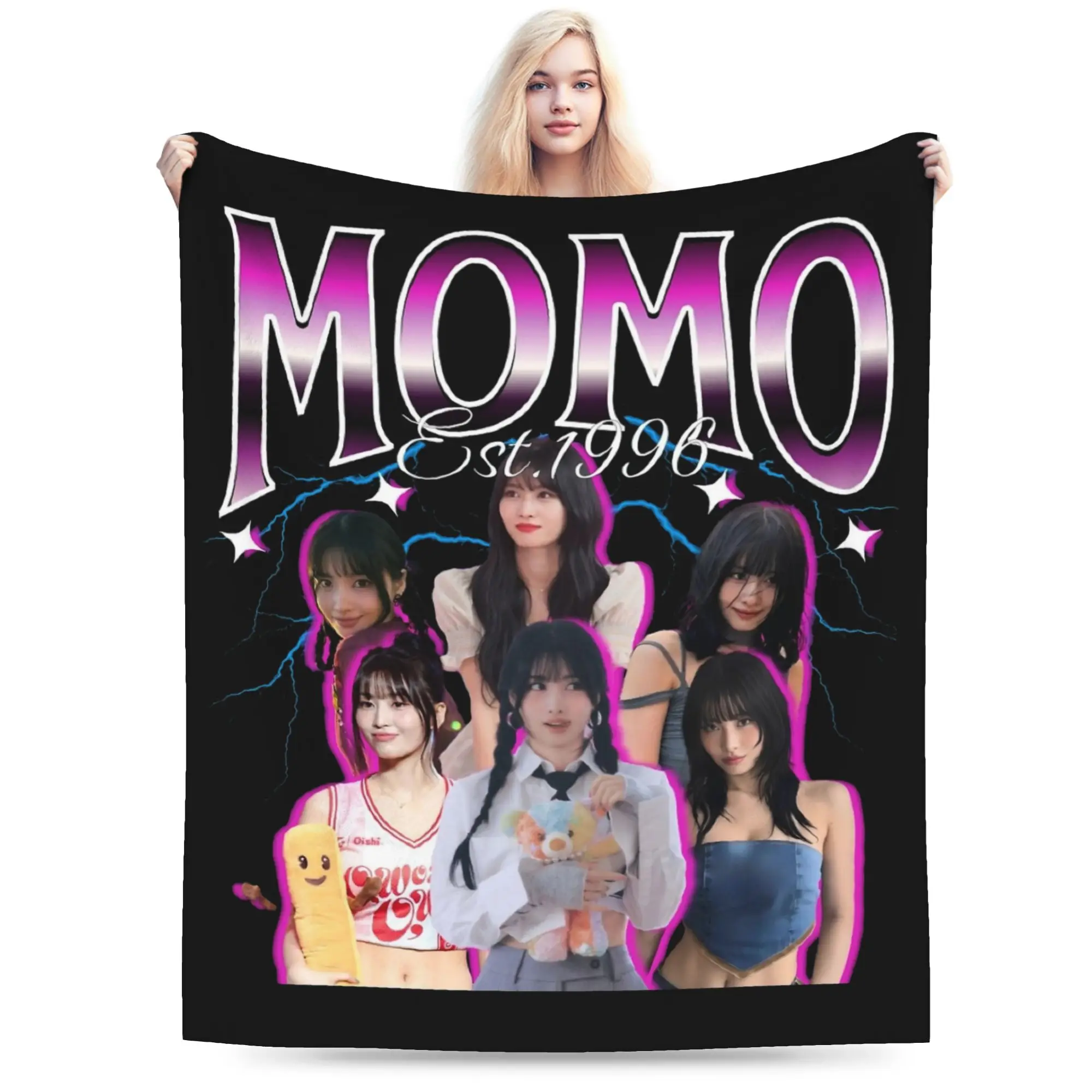 

T-Twice Kpop Momo 90s Blankets Fleece Summer Multifunction Super Warm Throw Blanket for Home Car Rug Piece