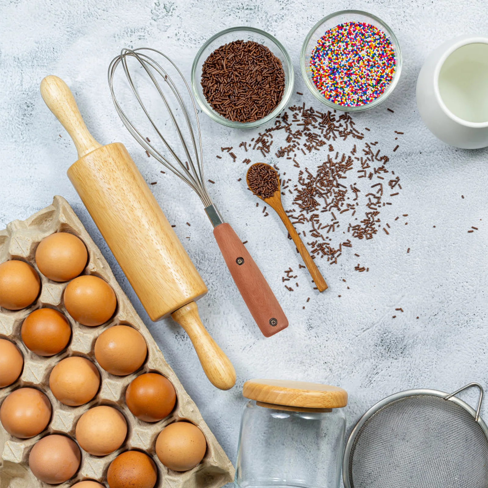 

1Set Spatula Wooden Handle Antiscald Grip Safe Kitchen Utensils Replacement Practical Texture Firm Holding