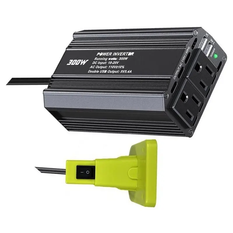 A02F-Battery Converter 300W Power Inverter For RYOBI 18V Battery-Portable Power Station With Type-C
