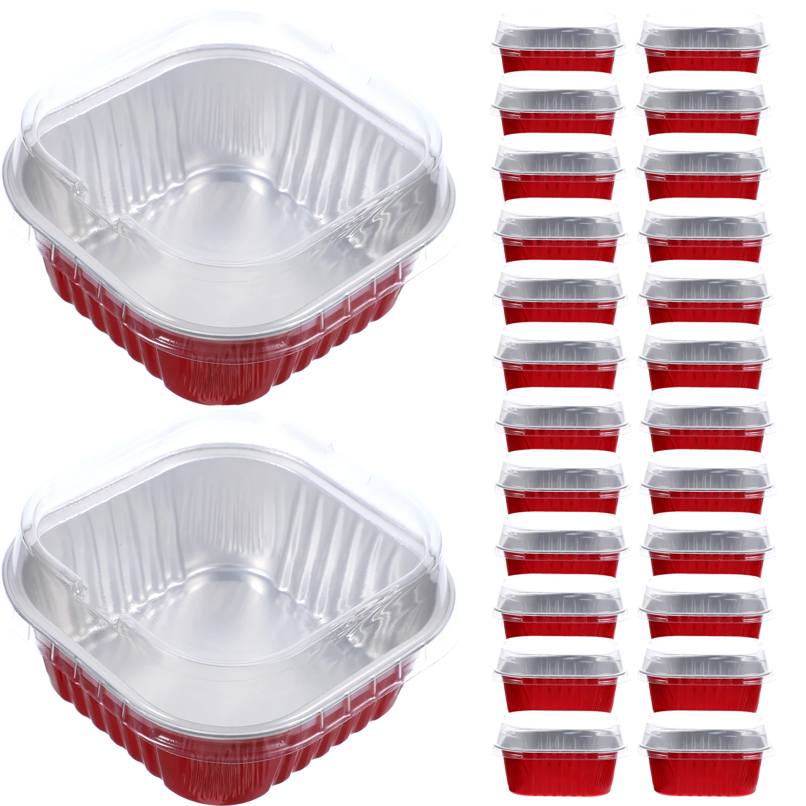 

40 set Cake Box Mold Food Baking Boxes Thick Aluminum Foil Pans Barbecue Disposable Containers Microwave Oven Compatible