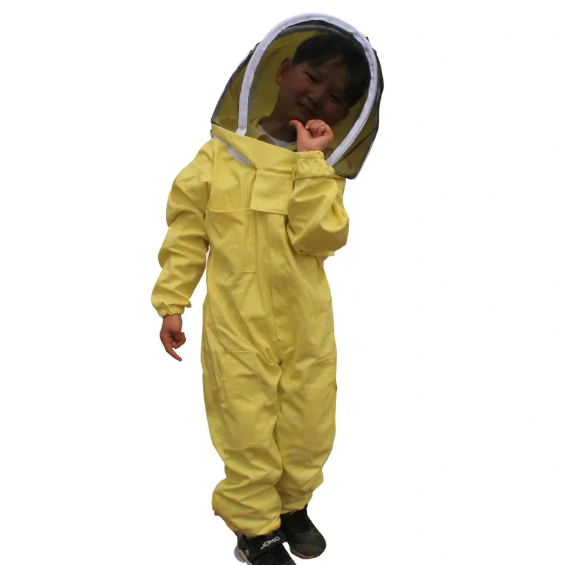 Children\'s Bee Suit, Breathable Clothing, Anti-Bee Clothing, Protect Farm, Jumpsuit with Hat, Yellow apiculture vêtement