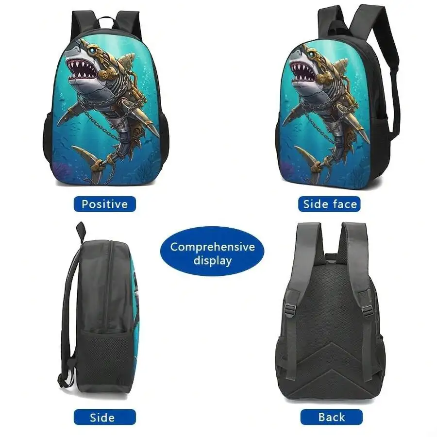 

Mechanical Shark Underwater Print Backpack For Adults Durable High-Res Printing Adjustable Straps Spacious Daily Use