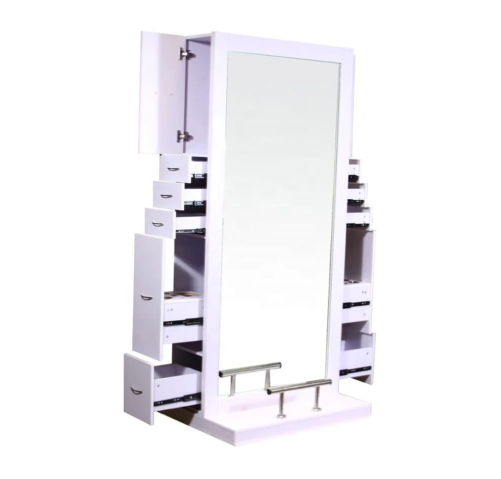 Salon Equipment And Furniture Double Sided Hair Salon Makeup Mirror Station Hair Styling Mirror Salon Station With Lights