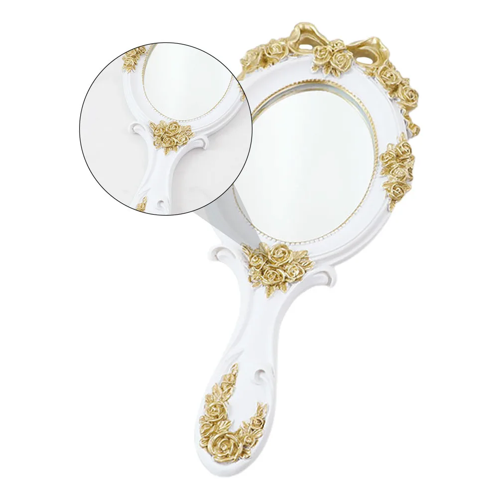 1Pcs Retro Style Handheld Mirror Lightweight Compact Size High Definition Clear Surface Decorative Handheld Mirror