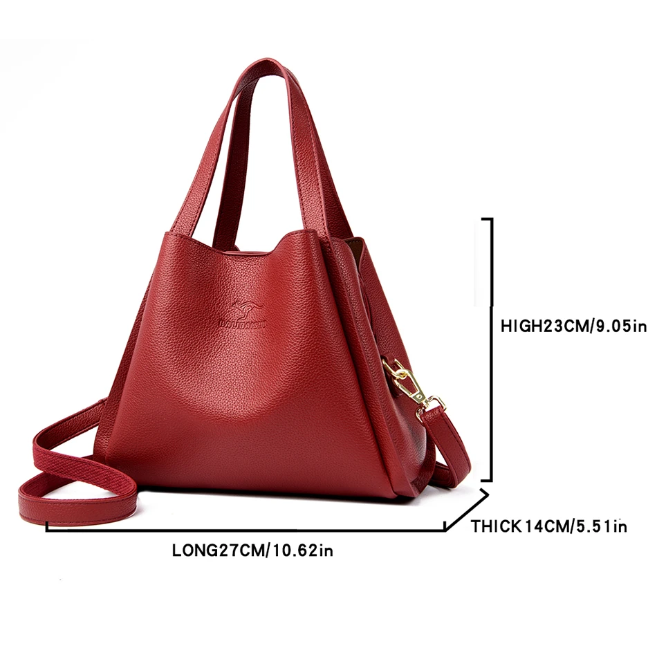 Brand High Quality Soft Leather Large Capacity Top-handle Bags Female Handbags Women Shoulder Crossbody Totes Messanger Bag