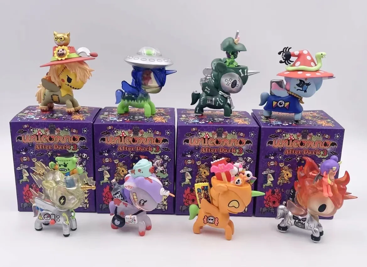 Authentische Tokidoki Unicorn Blind Box Dark Night Falls 3. Staffel Halloween Alien Vogelscheuche Dante Witch