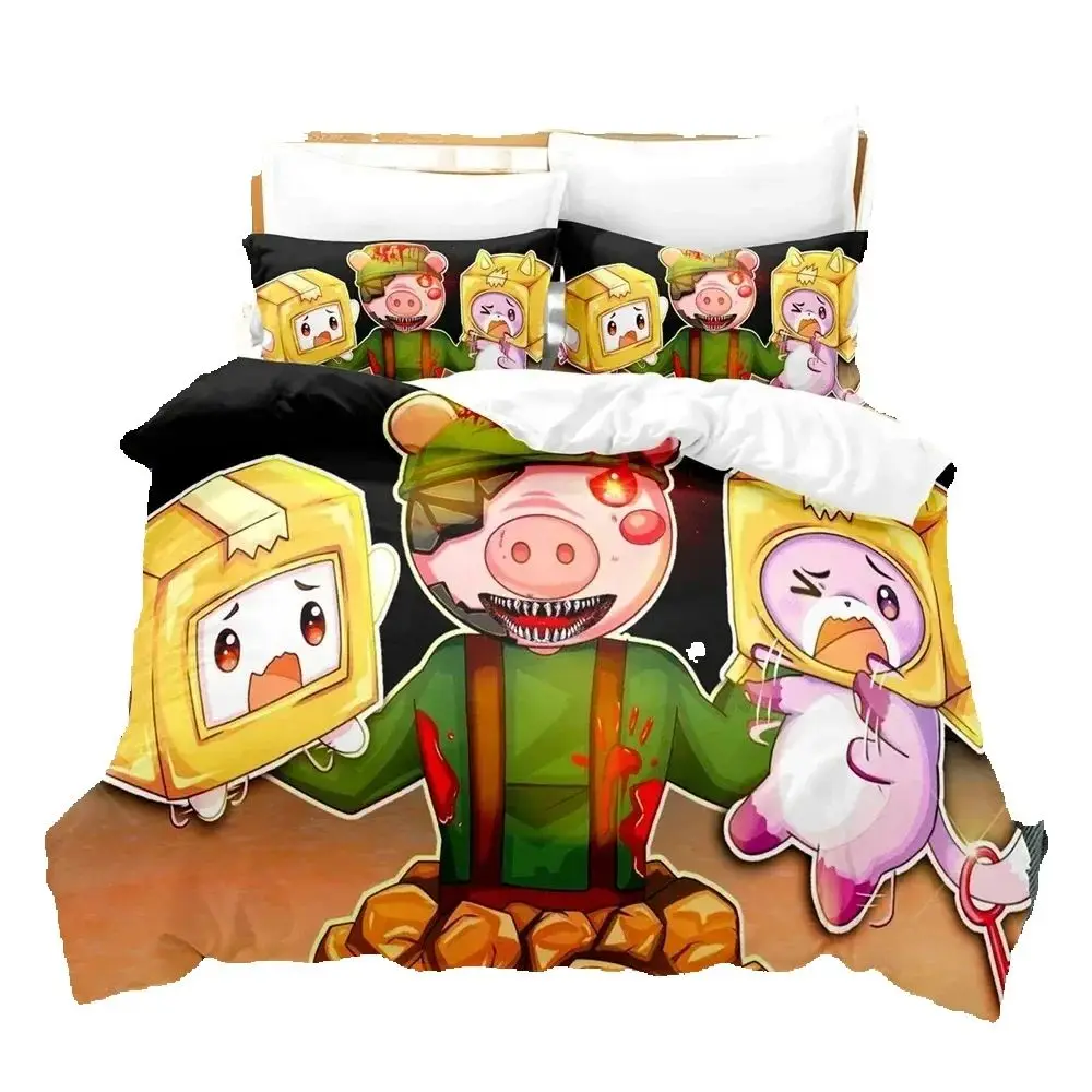 

Duvet cover with pillowcase, Lankybox Foxy Boxy Kids 3D Kids King Size Bedding Set Cute Print Home Cartoon Duvet Cover Set