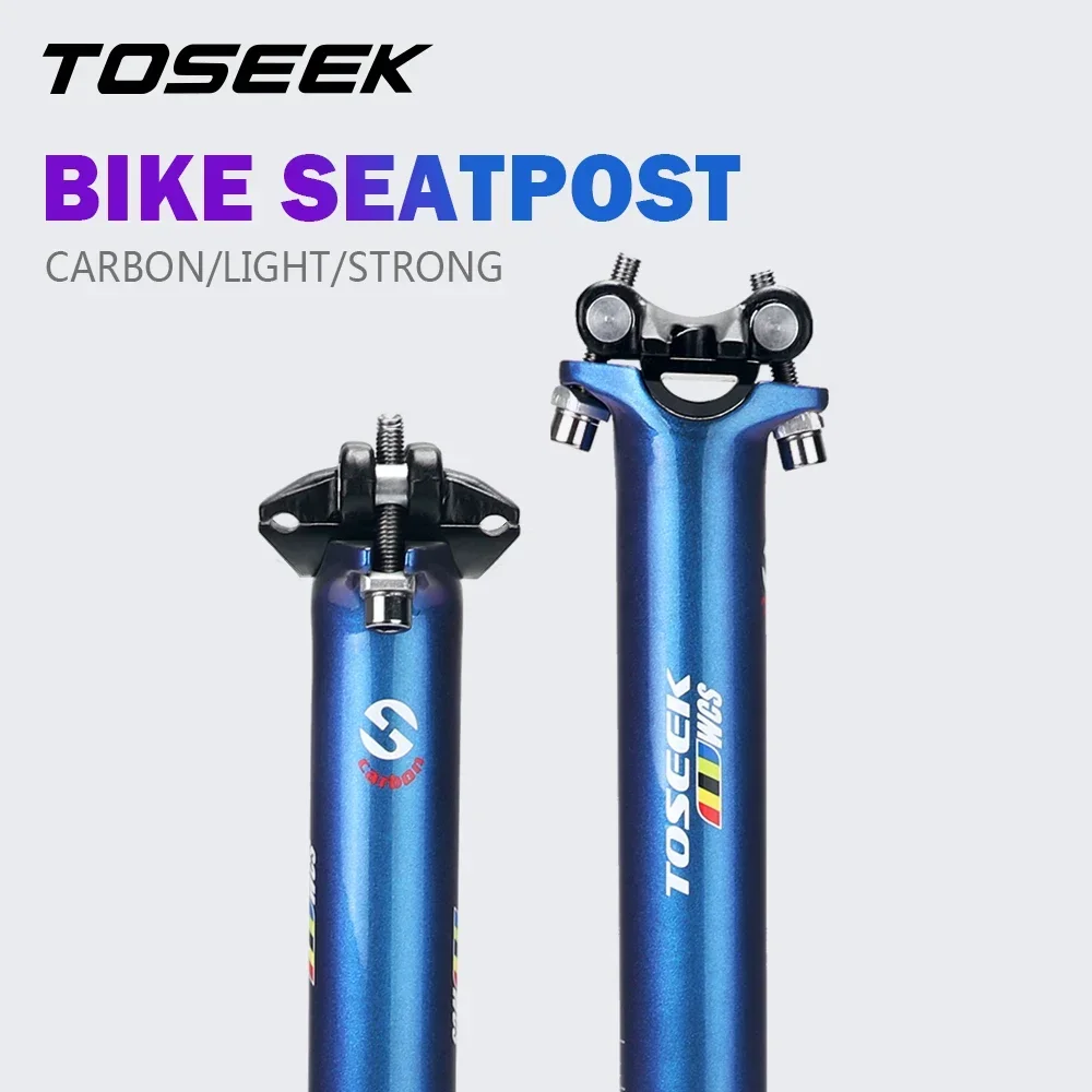 TOSEEK Carbon Seatpost Dazzle Blue to Purple Mtb Seatpost Offset 0mm Bike Seatpost Carbon 27.2/30.8/31.6mm Bicycle Seat Post