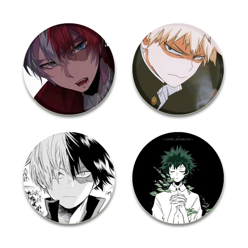 Midoriya Izuku/Bakugou Katsuki/Todoroki Shoto Brooches Anime Badge Fashion Cartoon Pins for Bag Clothes Handmade Accessorie Gift