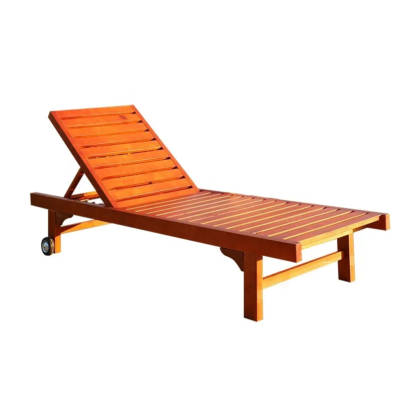 

2026 Hot Sale Resort Hotel Outdoor Furniture Solid Wood Adjustable Recliner Deck Garden Sun Lounger Chairs
