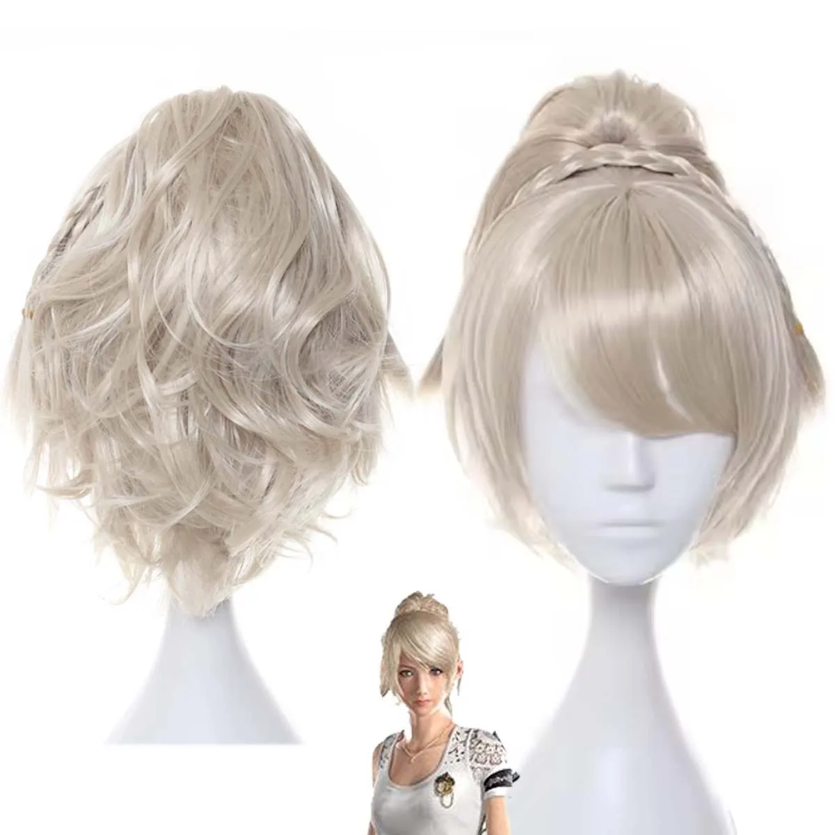 

Final Fantasy XV Princess Lunafrena Nox Fleuret Cosplay Blonde Curly Chip Ponytail Synthetic Hair Wig