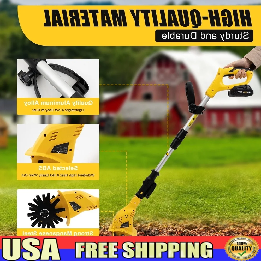 

Cordless Handheld Cultivator Battery Powered Electric Tiller Soil Loosening Tool Rechargeable 20V Garden Gardening Equipment