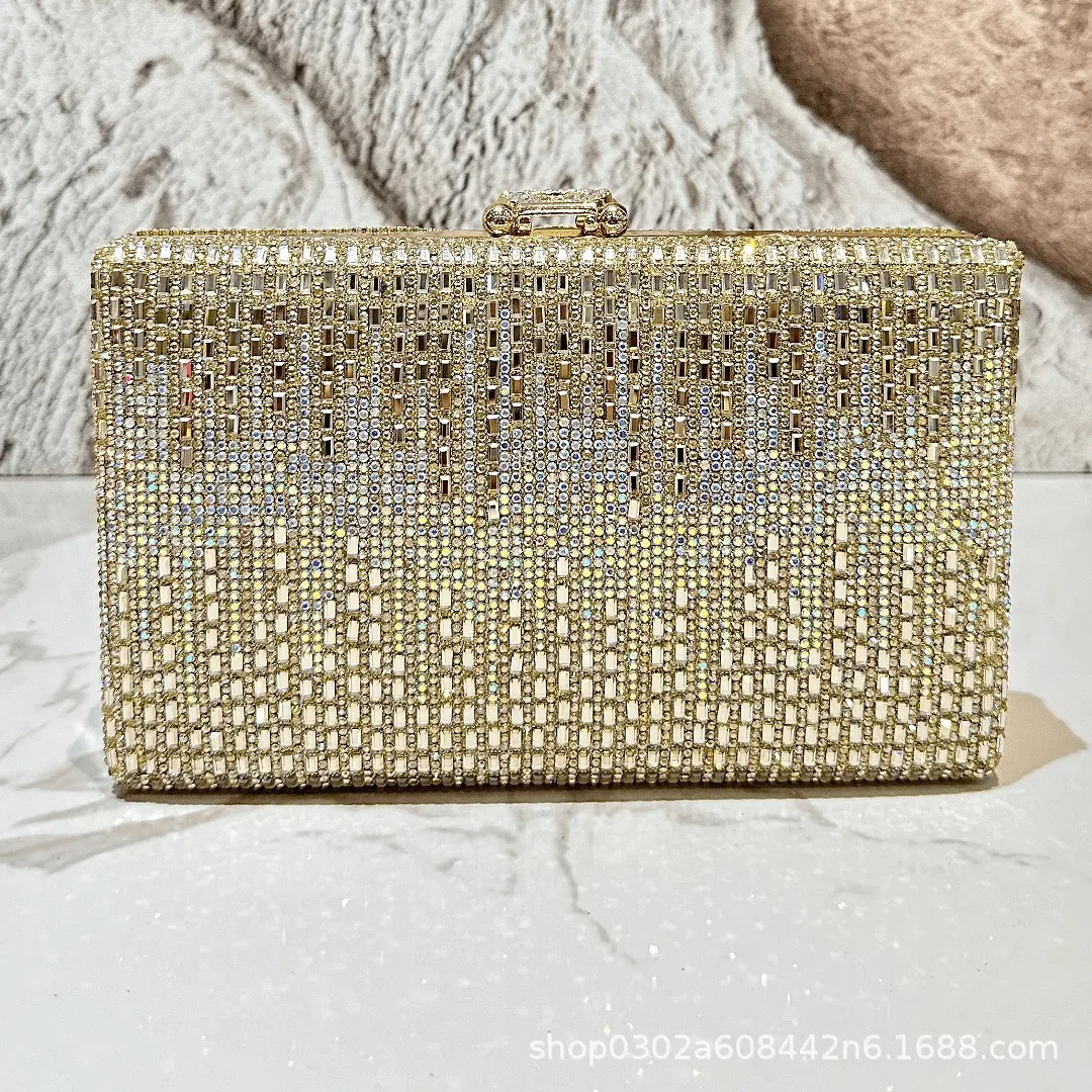 Shiny Rhinestone Evening Dress Wallet Crystal Diamond Women's Handbag Fashion Banquet Wedding Chain Shoulder Money Bag view 3