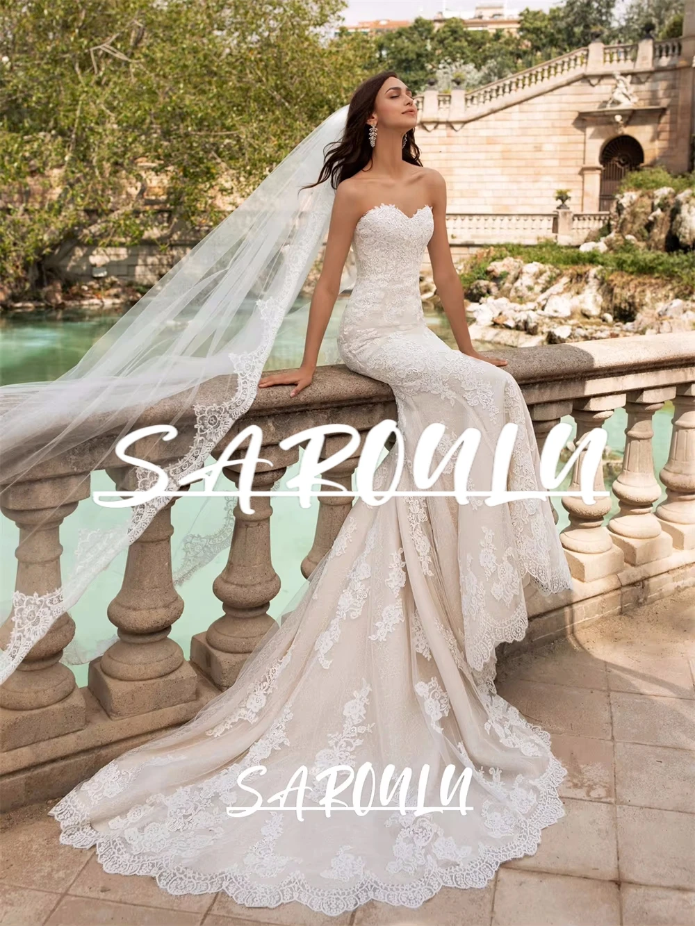 

Charming Low Back Wedding Dress 2025 Trumpet Lace Bride Dresses Graceful Customized Bridal Gown Romantic FLower Lace Appliques