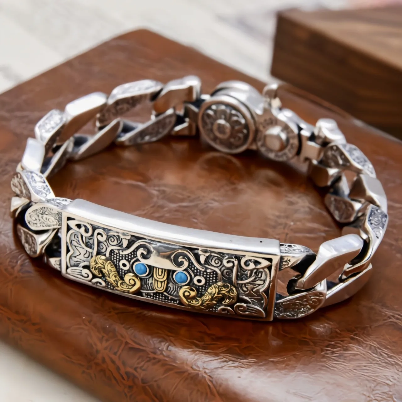 

Retrostylish cow men xiangyun fashion trendy retro thai silver s925 sterling silver bracelet