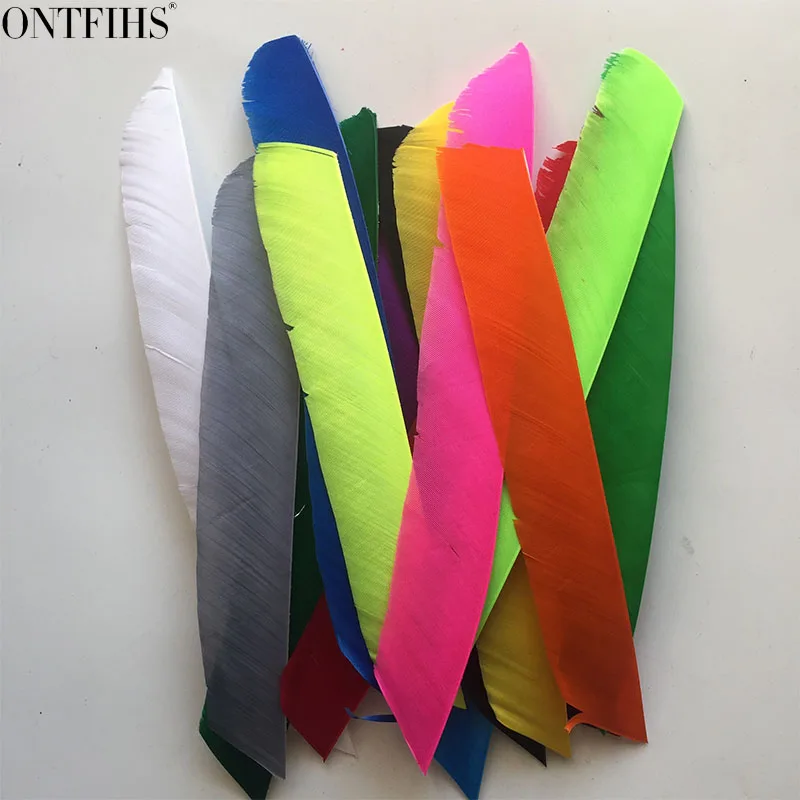 50PCS Archery Fletches Left Wing Feathers Multicolor Full length Real Turkey Feather Arrow Feather Fletchings