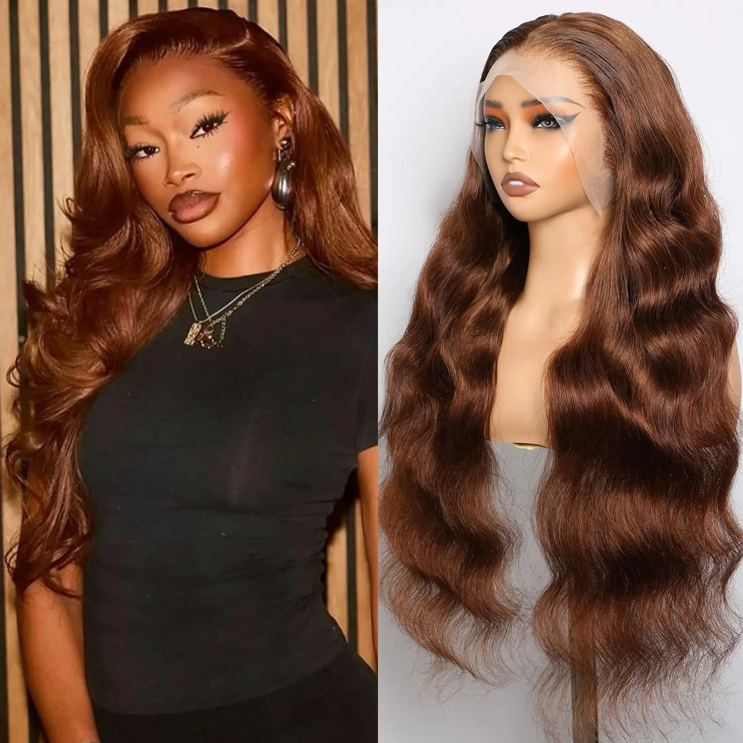 Lemoda 210% الزنجبيل 13x6 كامل الدانتيل أمامي خصلات الشعر المستعار الإنسان الجسم موجة 13x6 HD الدانتيل الشفاف الجبهة الباروكات 22 بوصة البرازيلي العذراء #1