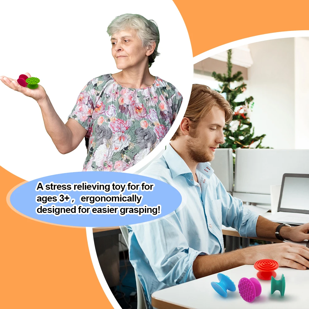 8 pçs sensorial brinquedos fidget silicone formas redondas texturizadas pedras de sucção autismo reconhecimento de cor espremer dedos massagem