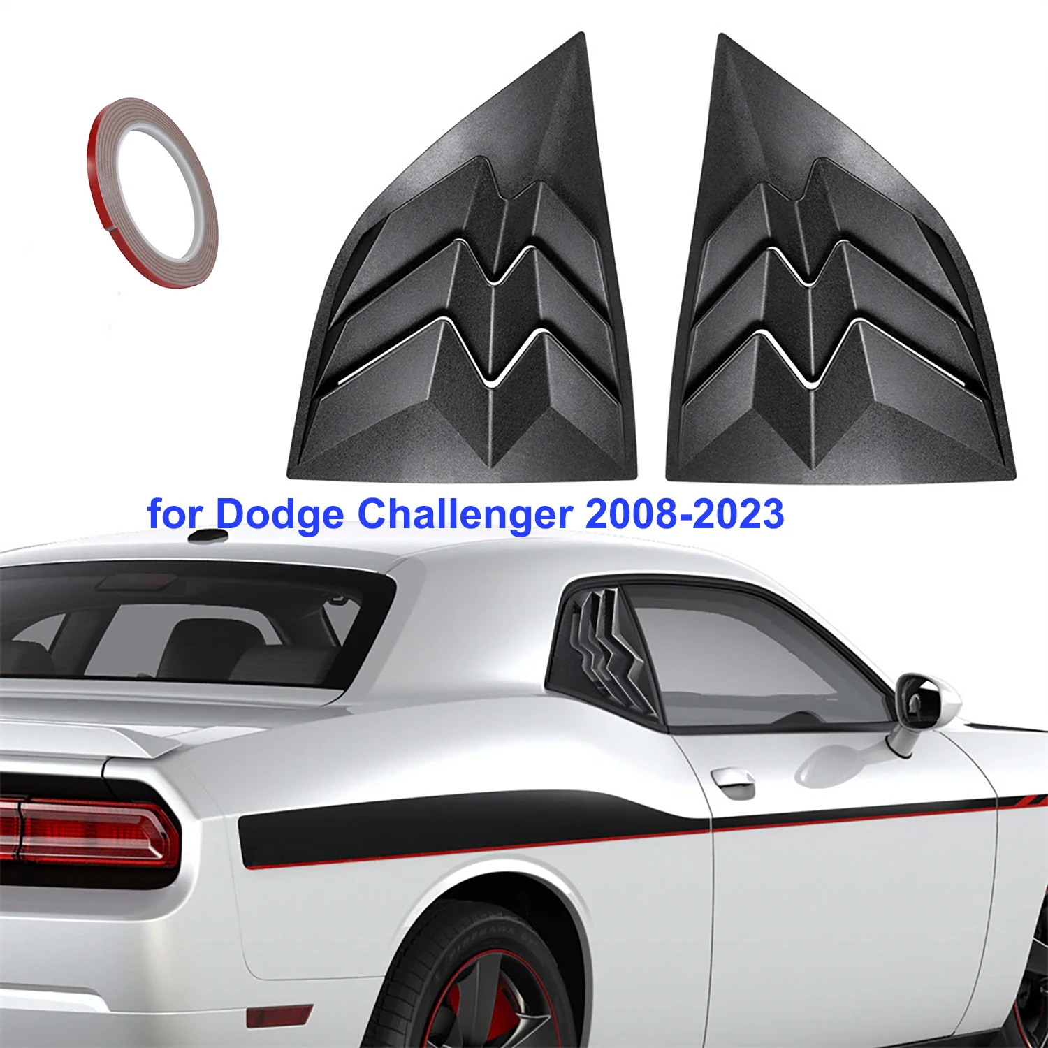 Both Side Window Scoop Louvers for Dodge Challenger 2008-2023 ABS Window Visor Cover Sun Rain Shade Vent 2PCS Exterior Parts