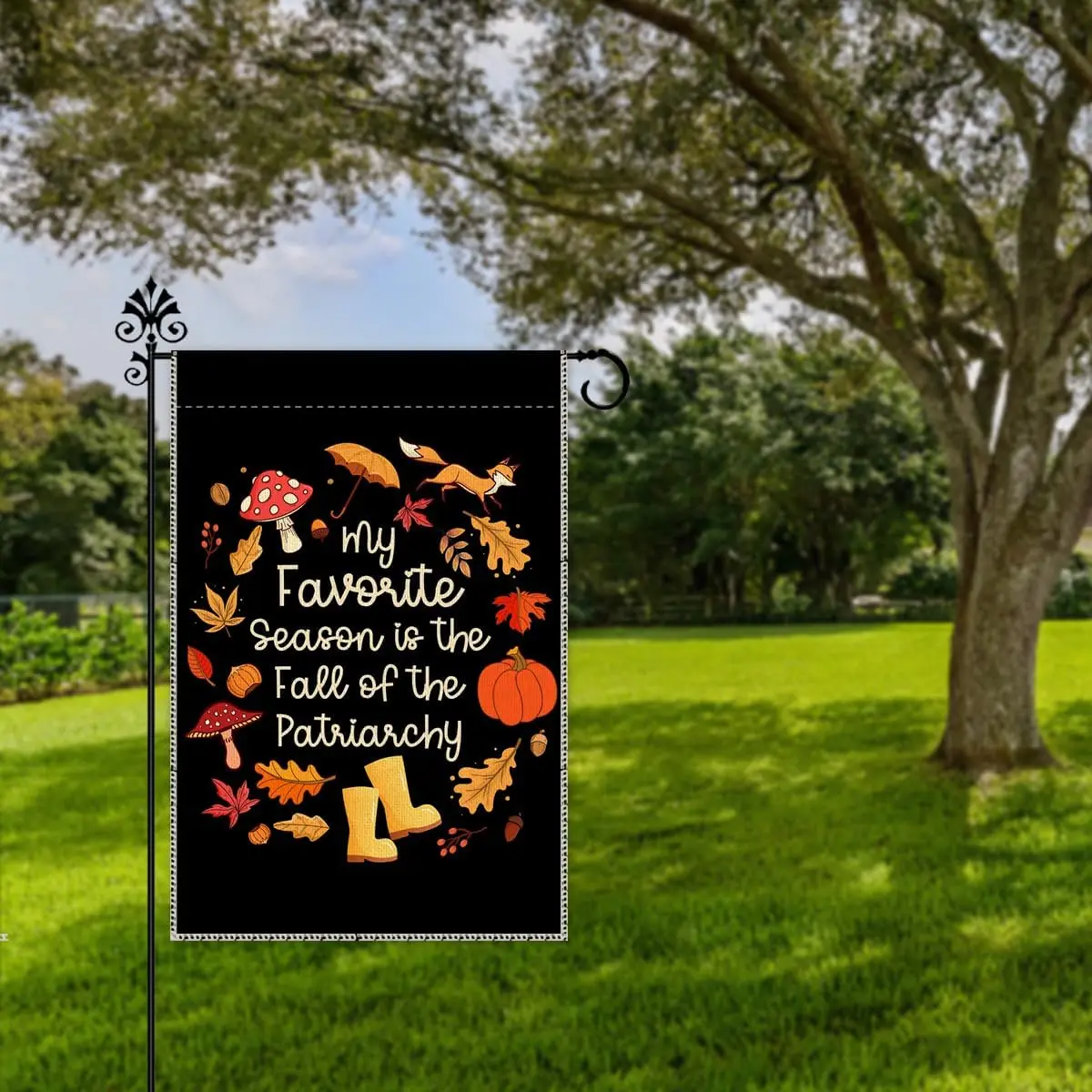 Hafhue My Favorite Season Is The Fall of The Patriarchy Garden Flag, 12 x 18 Inch Double Sided Farmhouse Holiday Yard Femini EEZ
