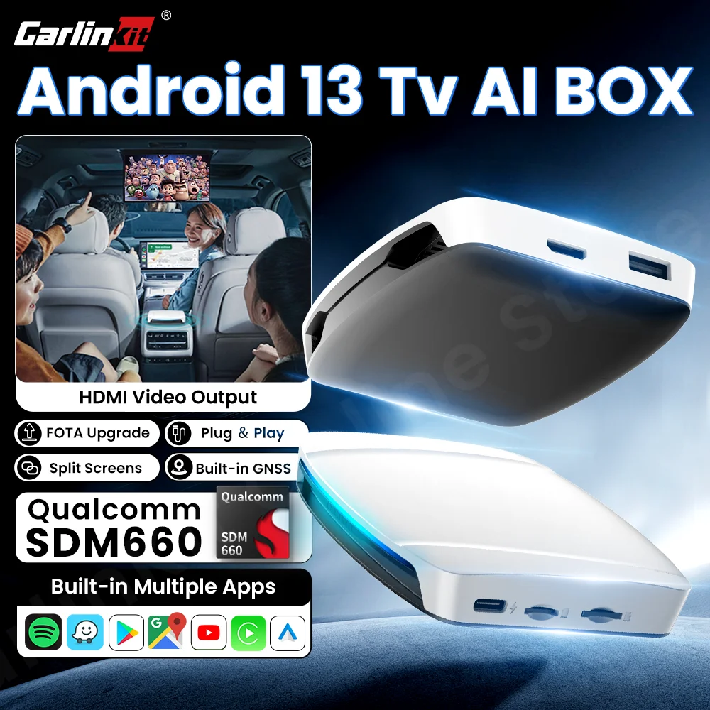 

Carlinkit UHD Android 13 Tv Box SM6225 Qualcomm 8 Core Android Auto CarPlay Wireless Adapter Support Netflix Youtube HDMI Output