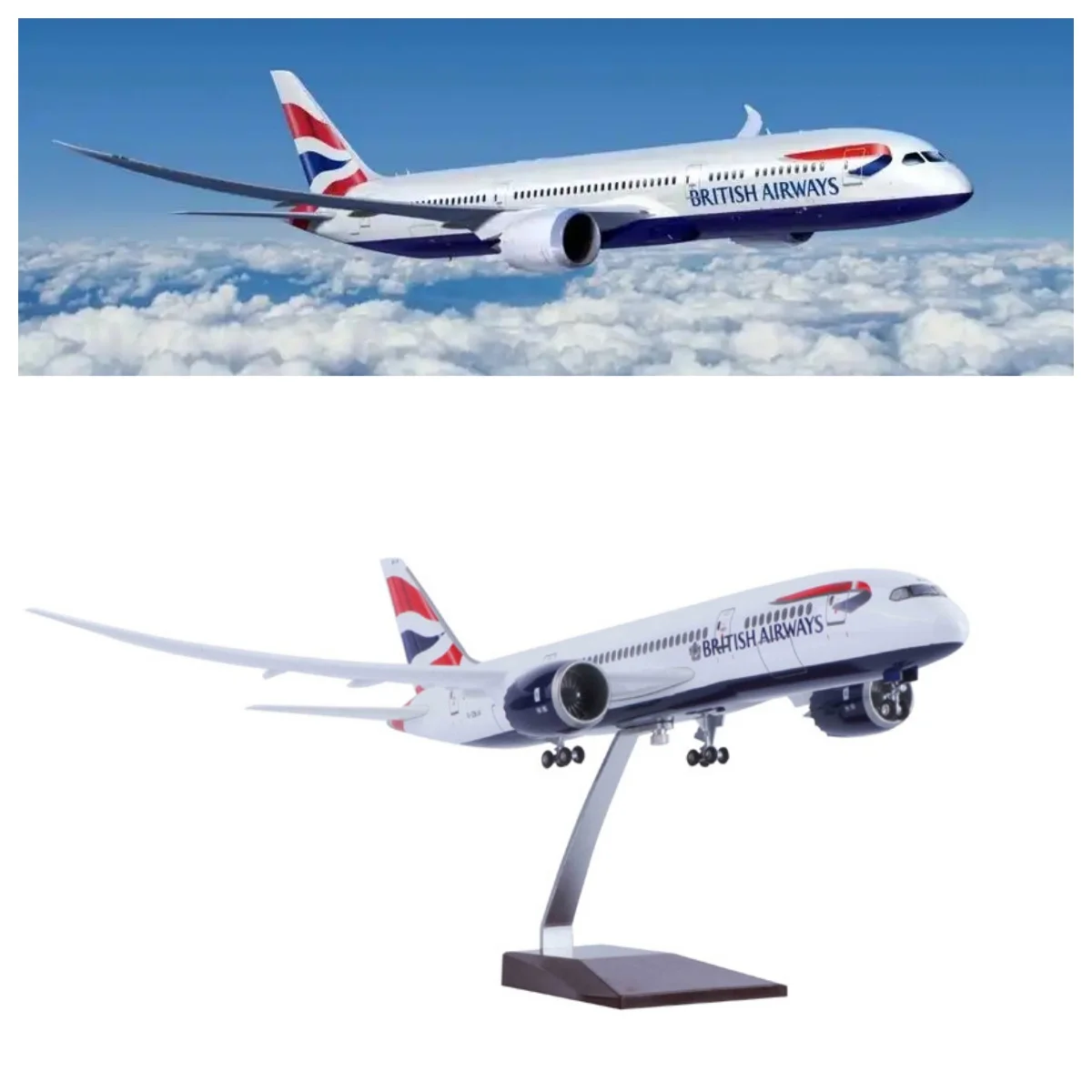 47 سنتيمتر 1/157 مقياس الطائرات B777 الخطوط الجوية البريطانية الخطوط الجوية الراتنج لعبة الطائرة للأطفال هدية الكريسماس LED (اللمس أو التحكم في الصوت)