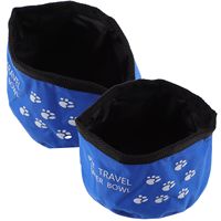 2Pcs Waterproof Dog Bowl Portable Foldable Pet Bowls Camping Double Wall Blue Travel Feeding Storage Oxford Cloth Pet Supplies