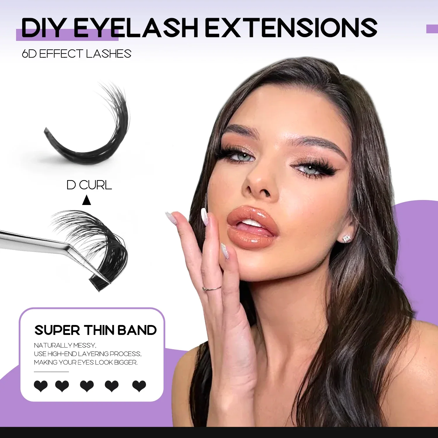 GROINNEYA DIY Eyelashes Lashes Clusters Kit Mix Wispy Individual Lashes Extensions Clusters Lashes Lash Bond & Seal Makeup