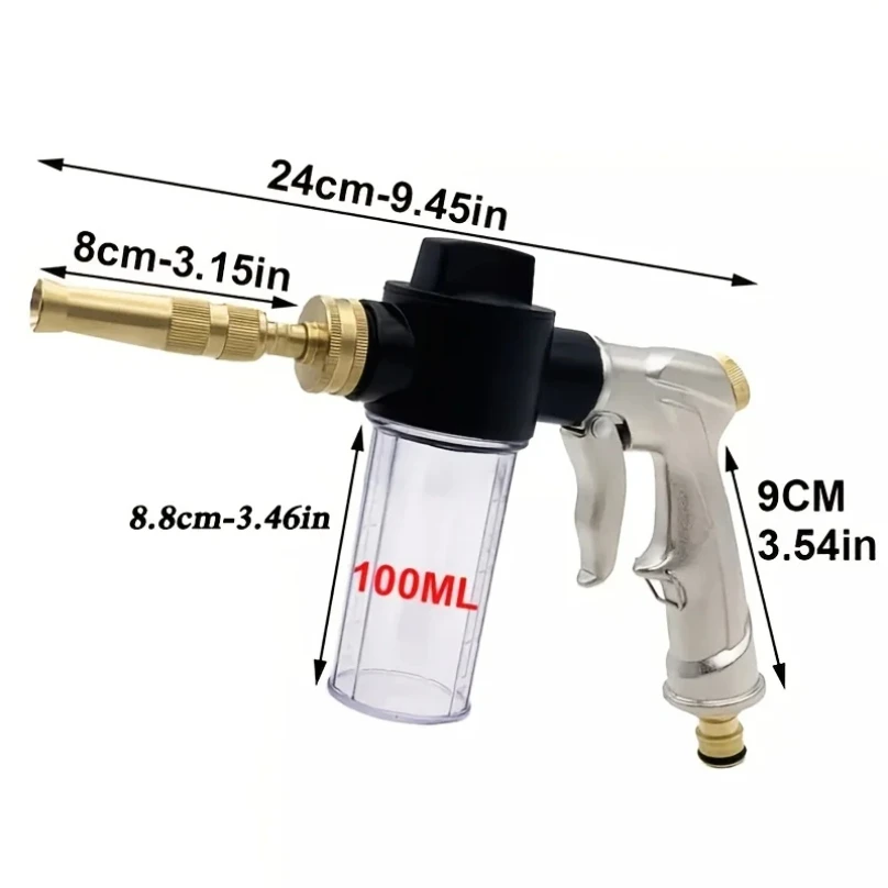 1pc High Pressure Household Foam Kettle Car Washing Water Gun Metal Garden Hose Nozzle Fire Car Washing Spray